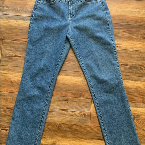 NYDJ Blue Denim Straight Leg Jeans Womens Casual Mid-Rise Medium Wash Size 4 - Picture 4 of 12